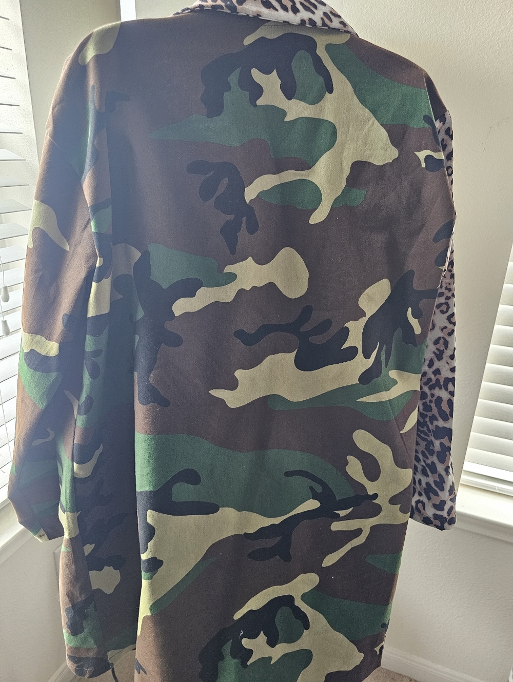 Camo Jacket with Leopard Trim - Green/Brown - Picture 4 of 4